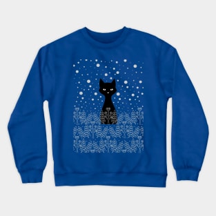 Black Snow Cat Crewneck Sweatshirt